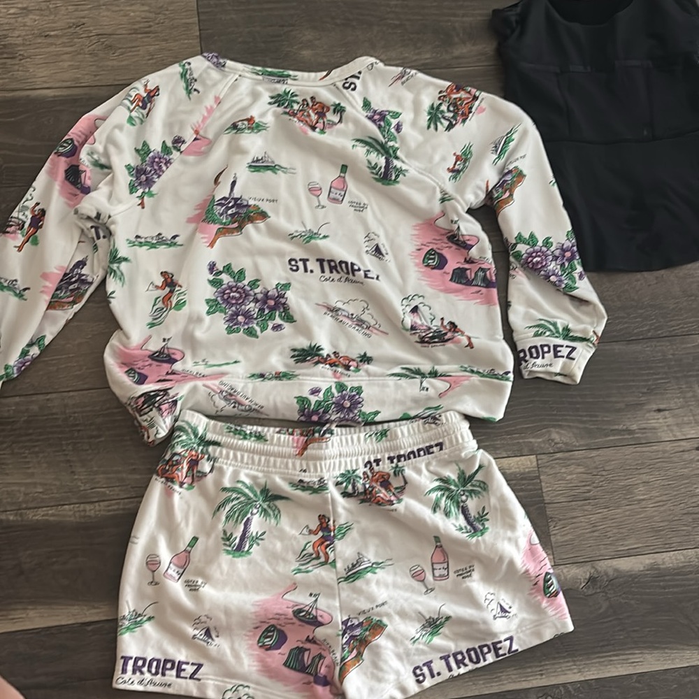 LOFT St. Tropez Print Pajama Set - Pink and Green - Picture 2 of 2